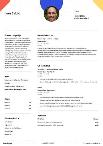 životopis obrazac hopkins