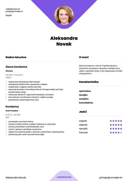 predložak životopisa yale ljubičast