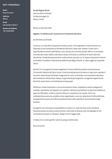 lettera presentazione esempio harvard marrone
