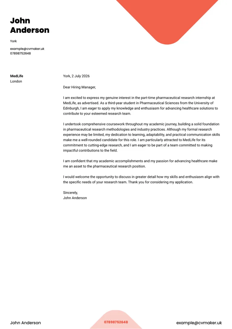 student cover letter example, no experience