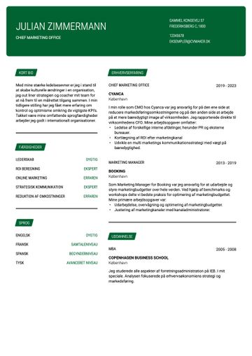 CV-skabelon cornell grøn