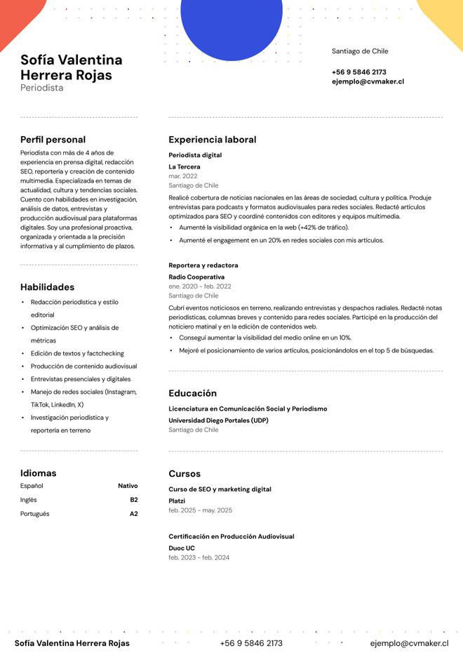 ejemplo de CV de periodista