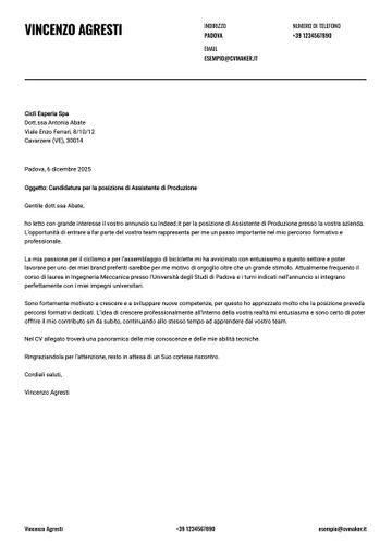 lettera presentazione esempio-wisconsin