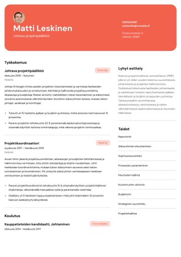 cv pohja erasmus punainen