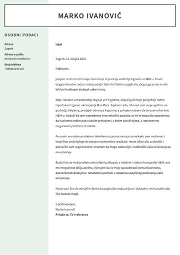 primjeri kratko motivacijsko pismo