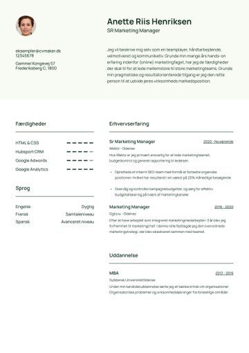 CV-skabelon wheaton grøn