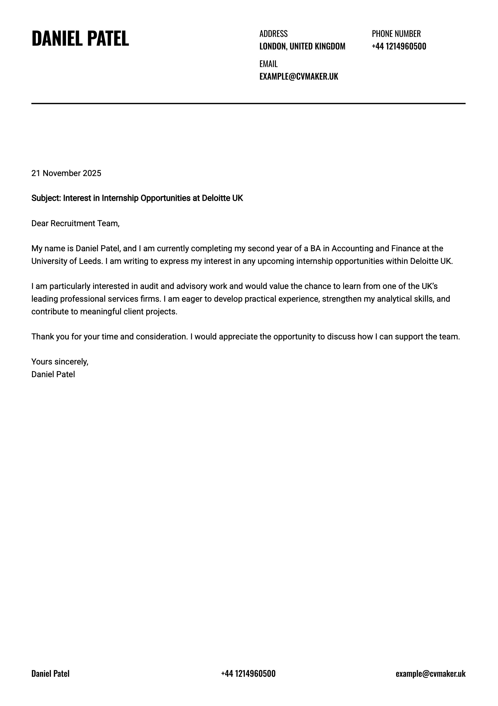 Letter of interest example for internships