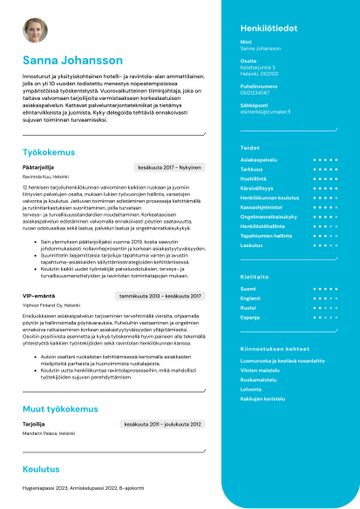 cv pohja california sininen