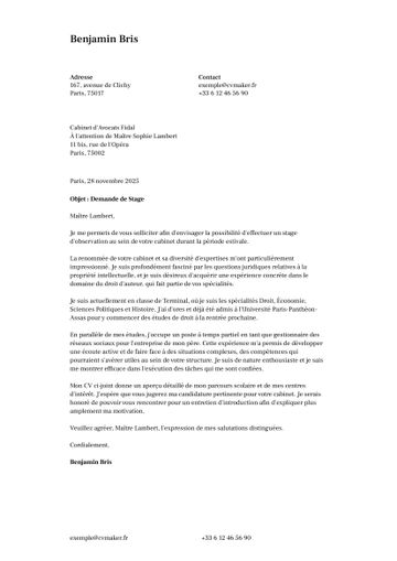 lettre de motivation modèle toronto