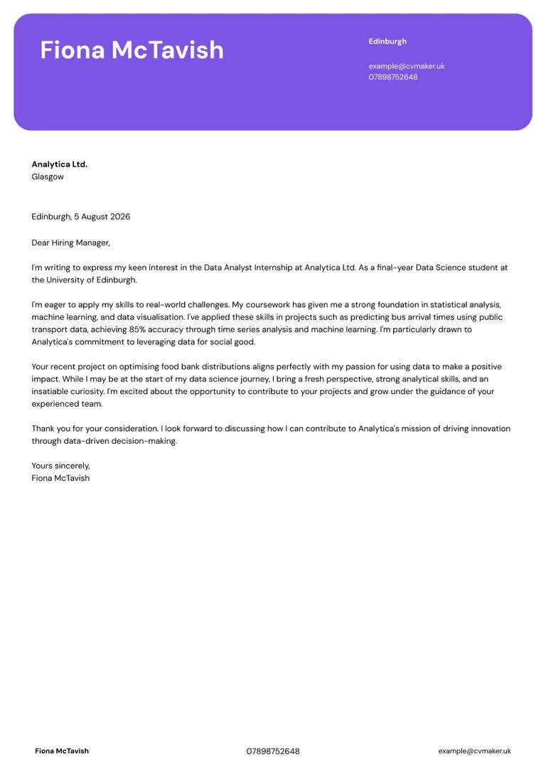 data analyst cover letter sample no experience