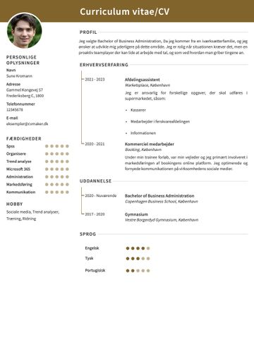 CV-skabelon cambridge brun