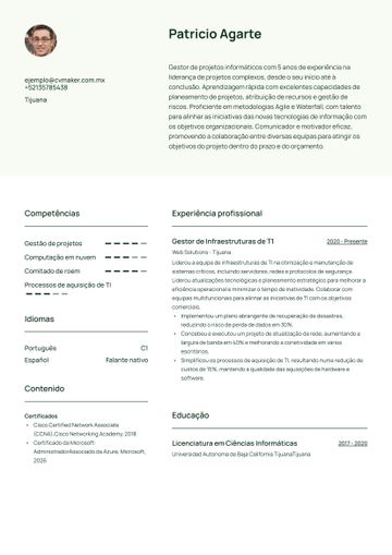 cv ejemplo portugues