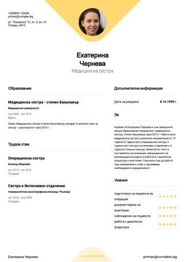 CV шаблон yale жълто
