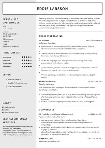 Eksempel på dimittend CV
