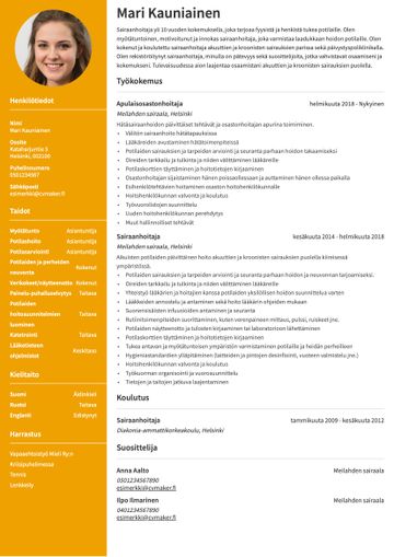 cv pohja stanford keltainen