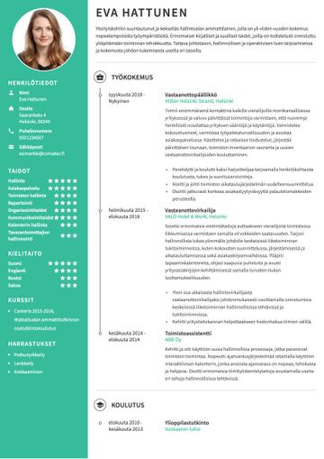 vastaanottovirkailijan CV