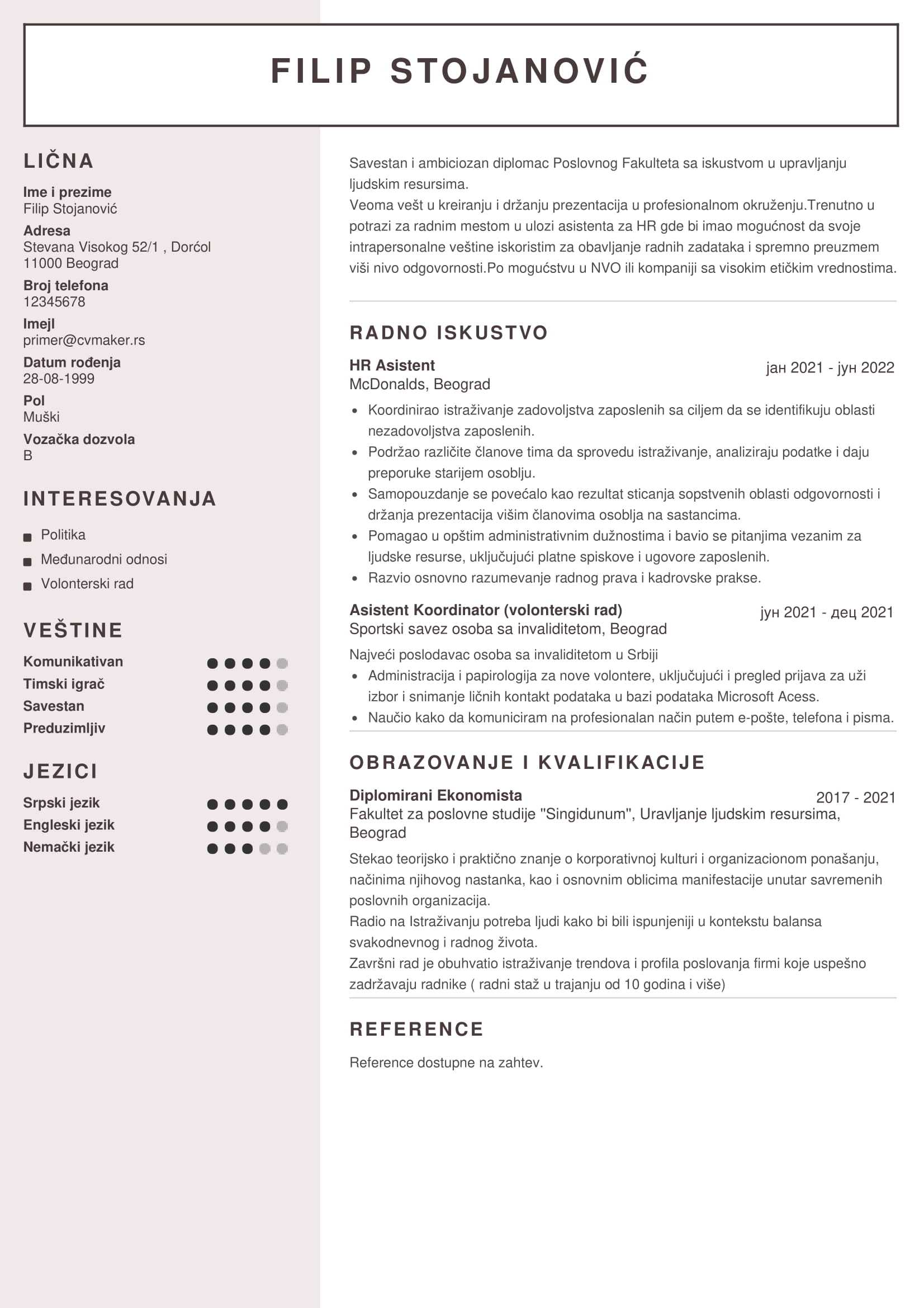 CV za studenta | Auckland šablon