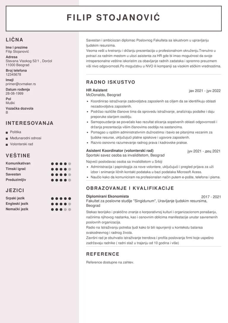 Primer CV-ja za studenta | Auckland šablon