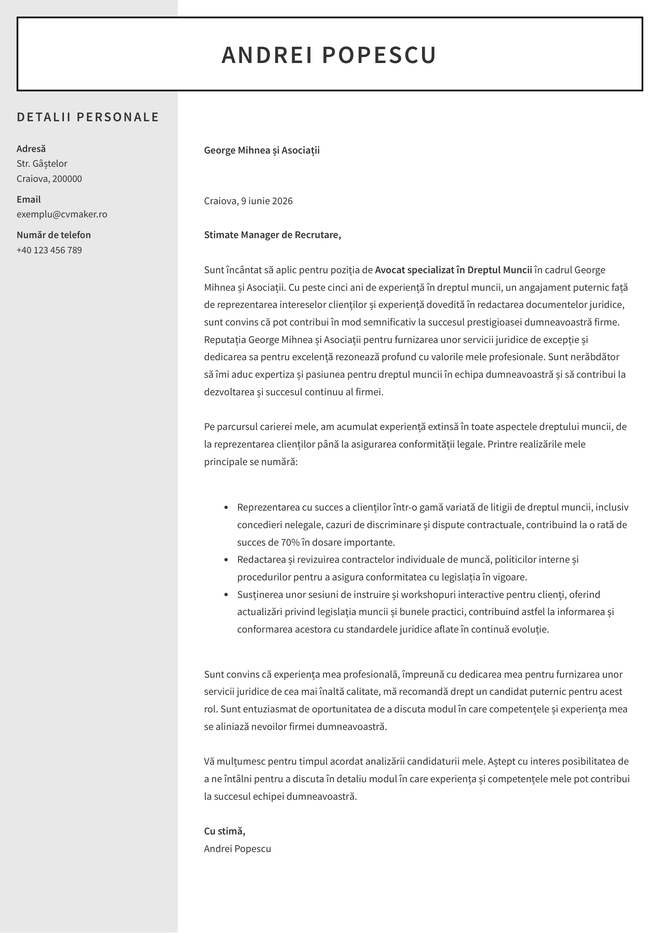 scrisoare de intentie avocat