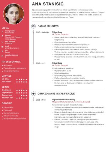 Primer modernog CV-ja