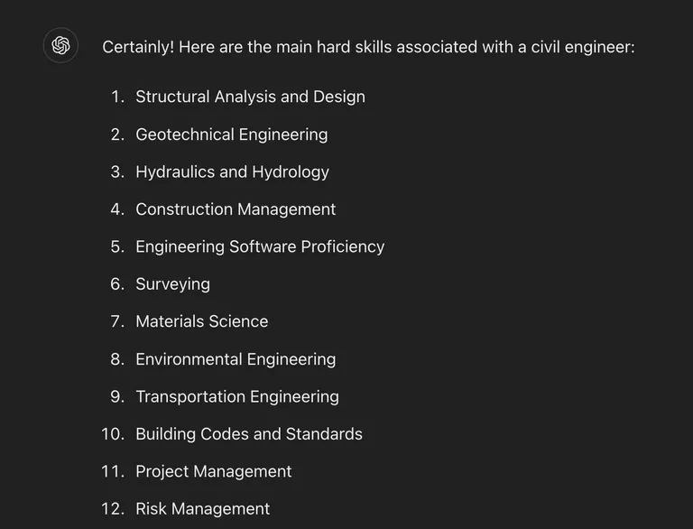 AI CV example prompt with answers