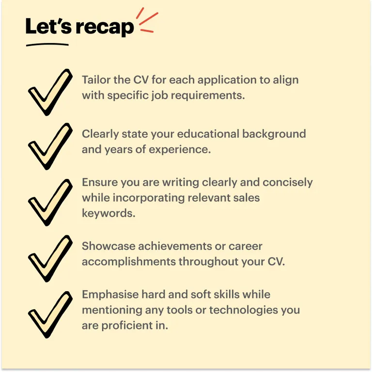 Customer Service CV - Let's recap
