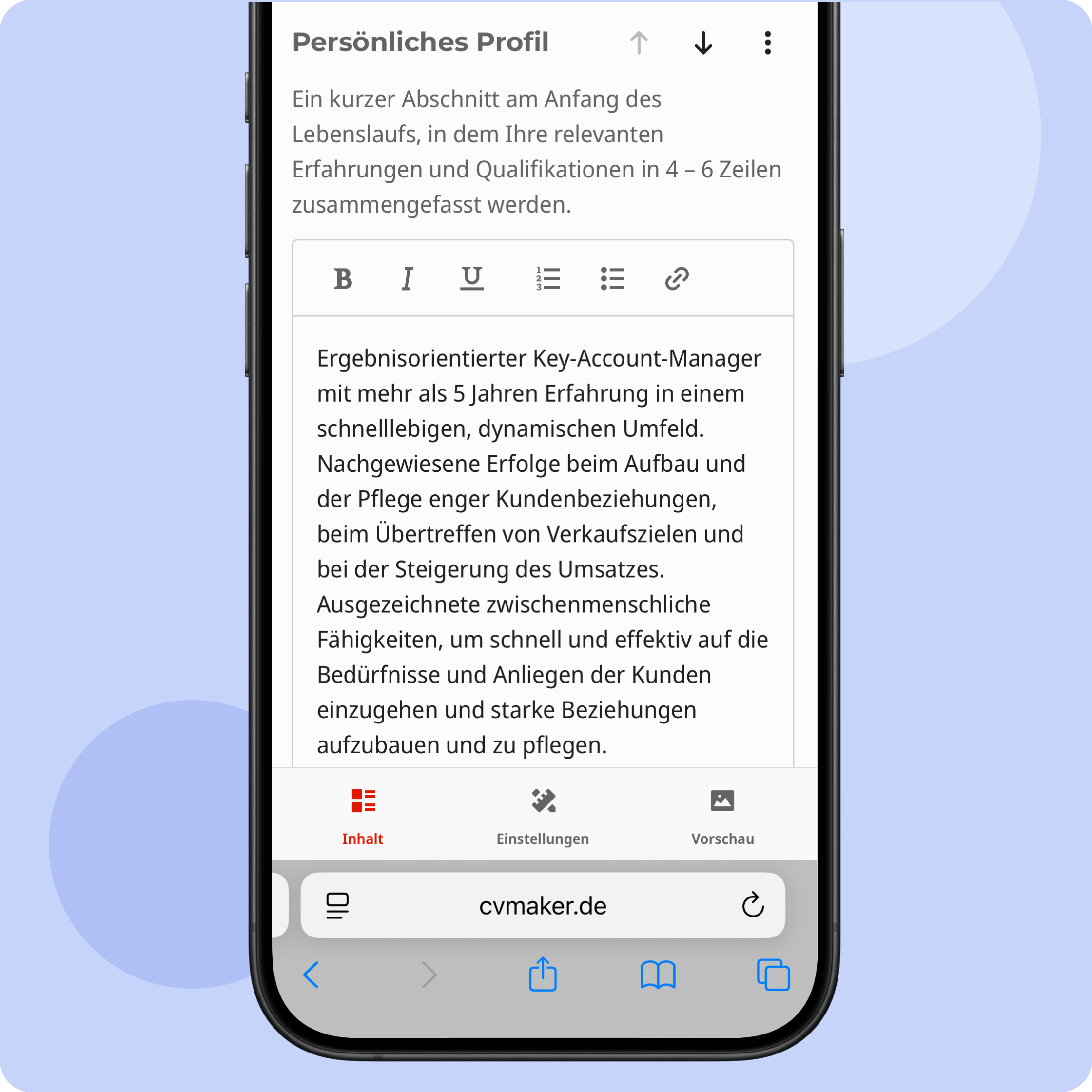 Lebenslauf am Handy machen