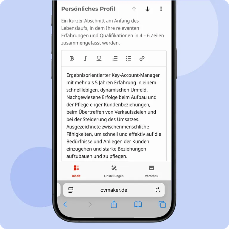 Lebenslauf am Handy machen