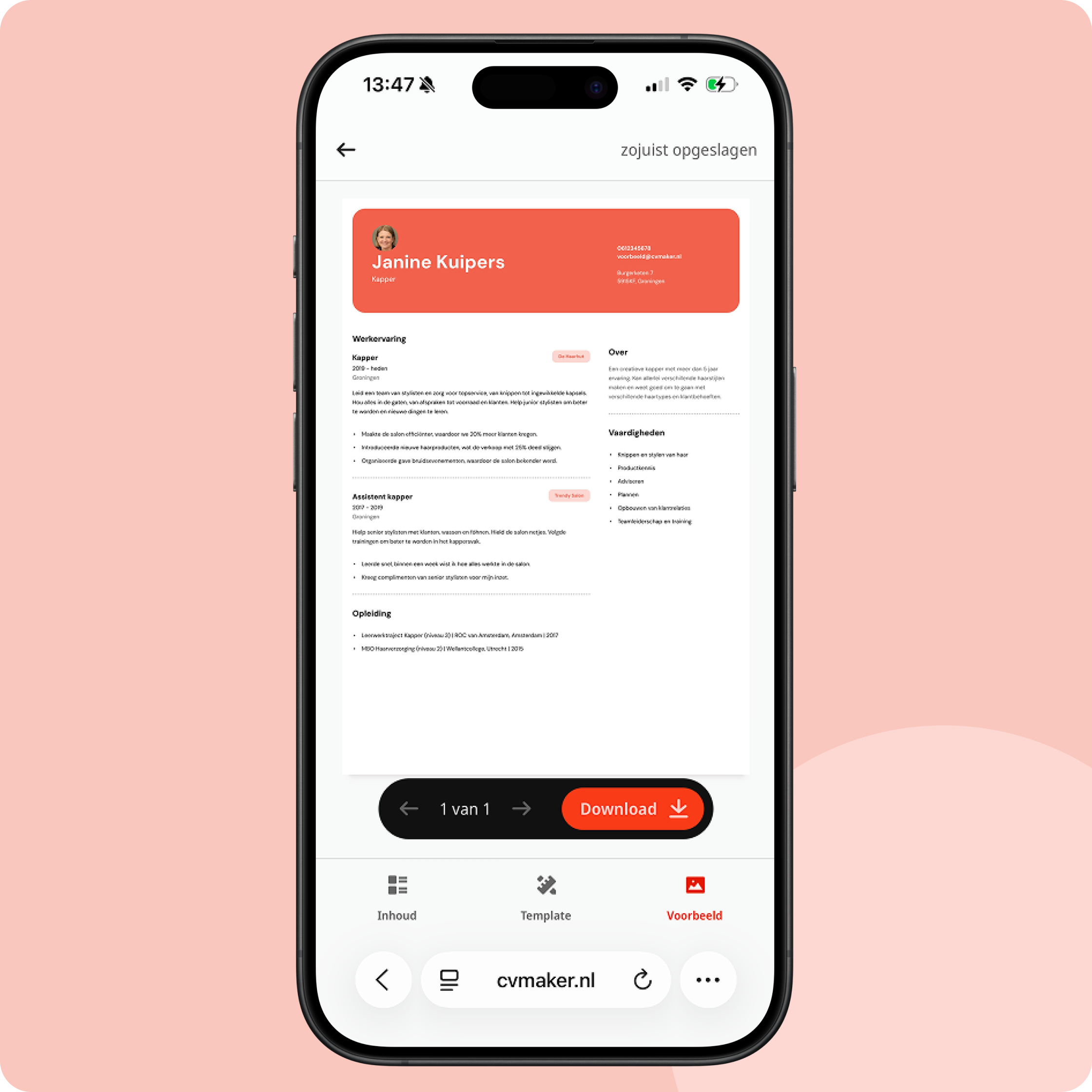 Downloaden telefoon cv