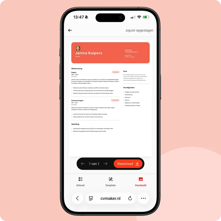 Downloaden telefoon cv