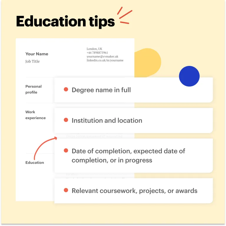 psychology CV education section