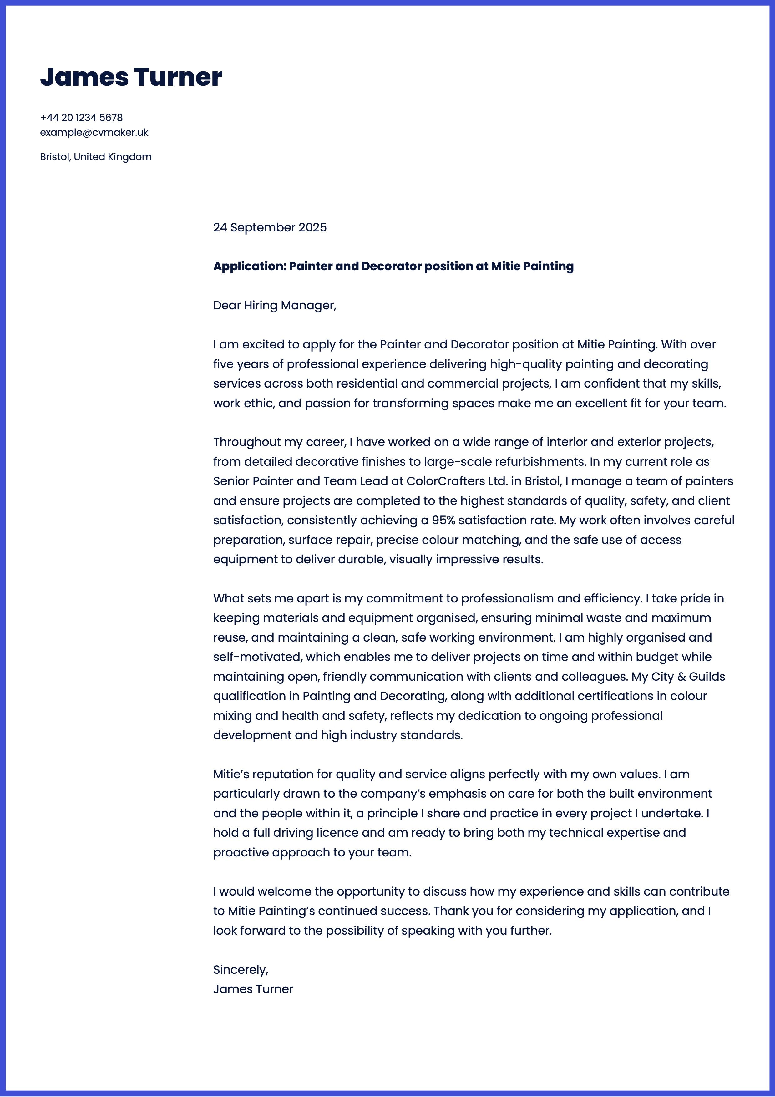 Painter Cover Letter