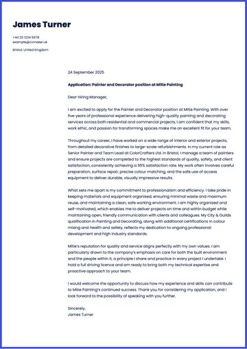 painter cover letter example
