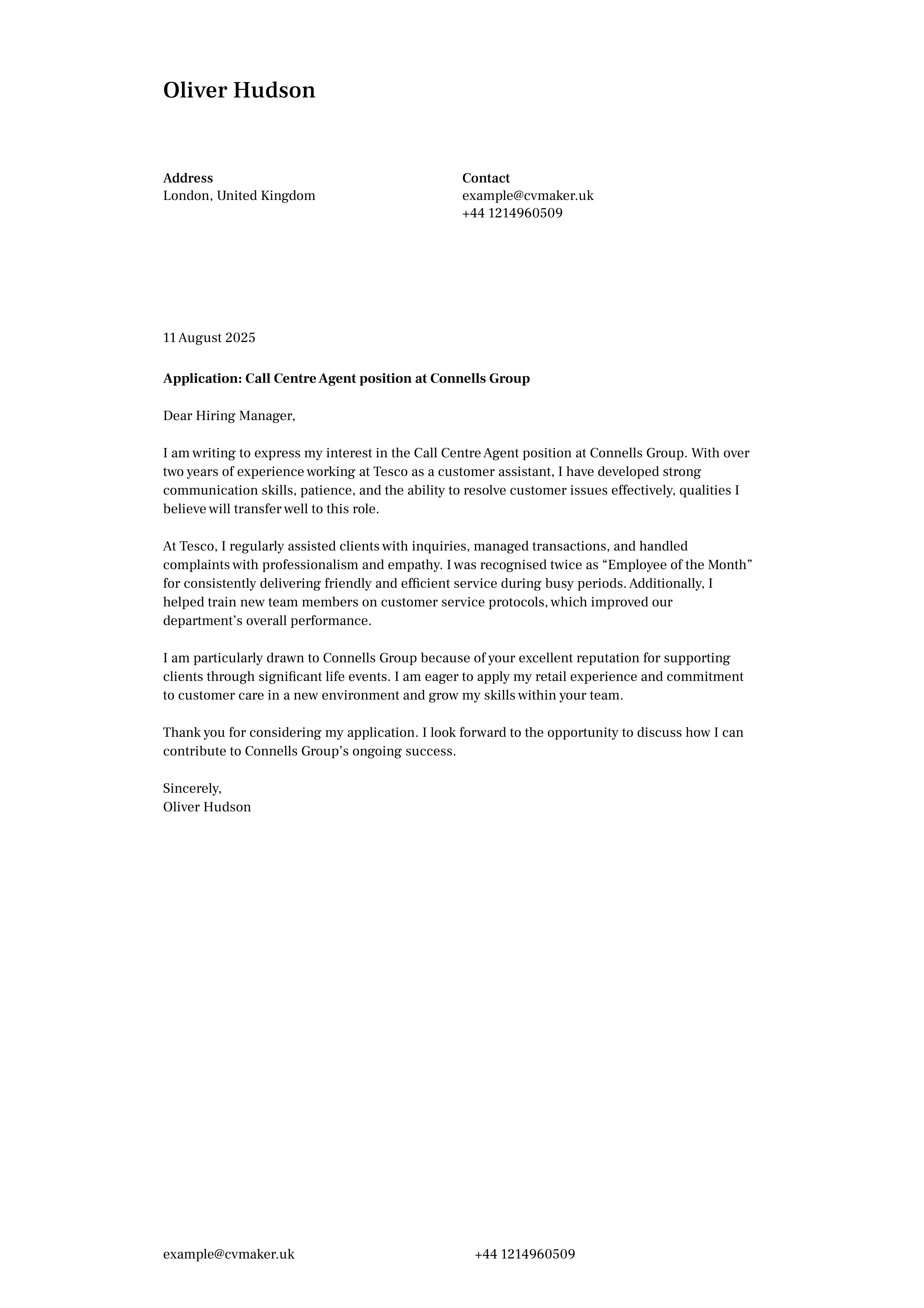 Call centre cover letter example no experience