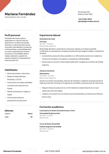 ejemplo de CV de diseñador