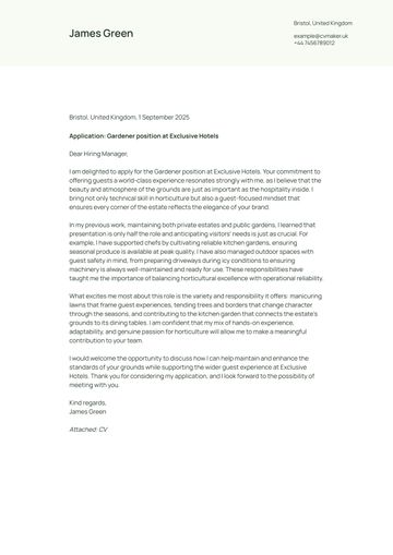 gardener cover letter example
