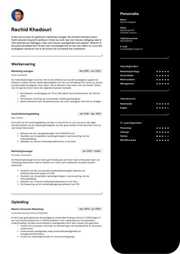 Marketing medewerker cv voorbeeld