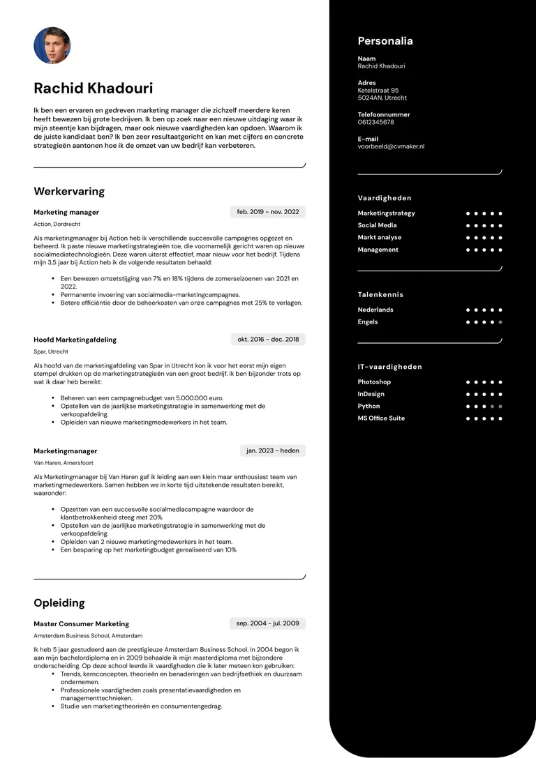 cv-voorbeeld marketing
