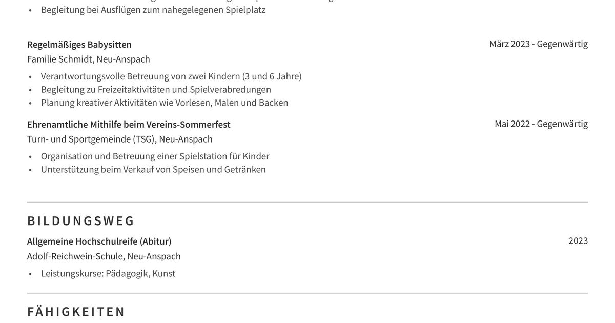 Lebenslauf FSJ | Vorlage, Muster & Tipps