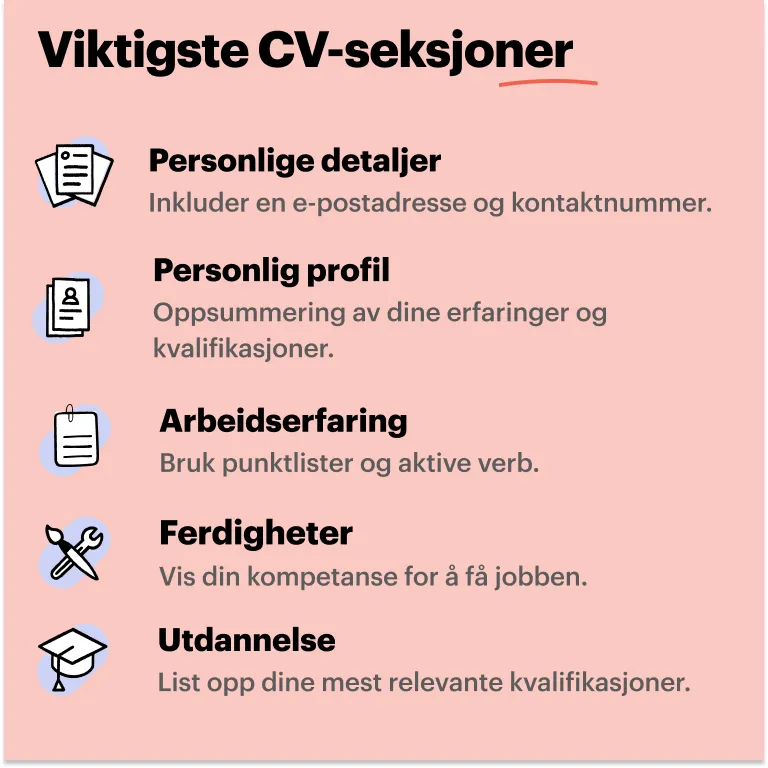 Liste over ting du må ha med på CVen