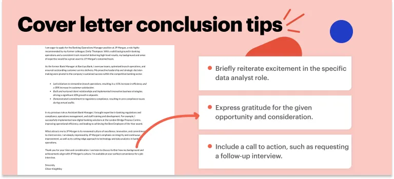 Tips for writing a banking cover letter ending