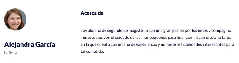 perfil de una niñera ejemplo