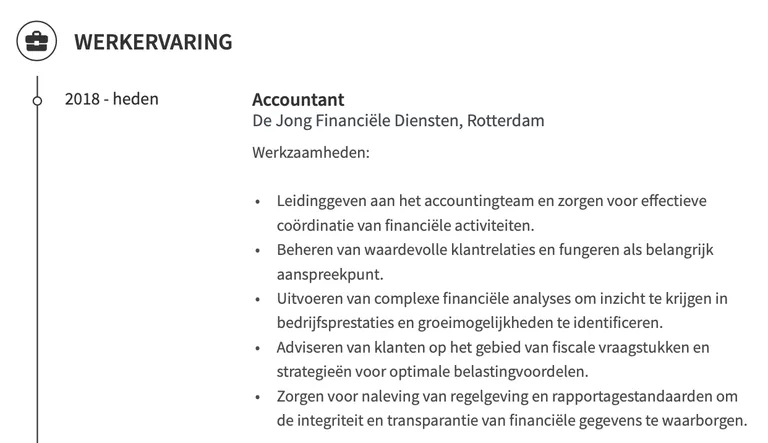 Accountant-cv werkervaring