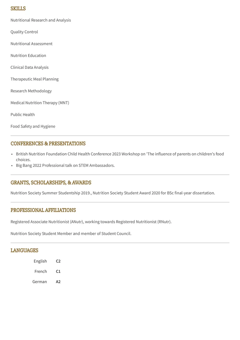 Three-page CV example - Academic