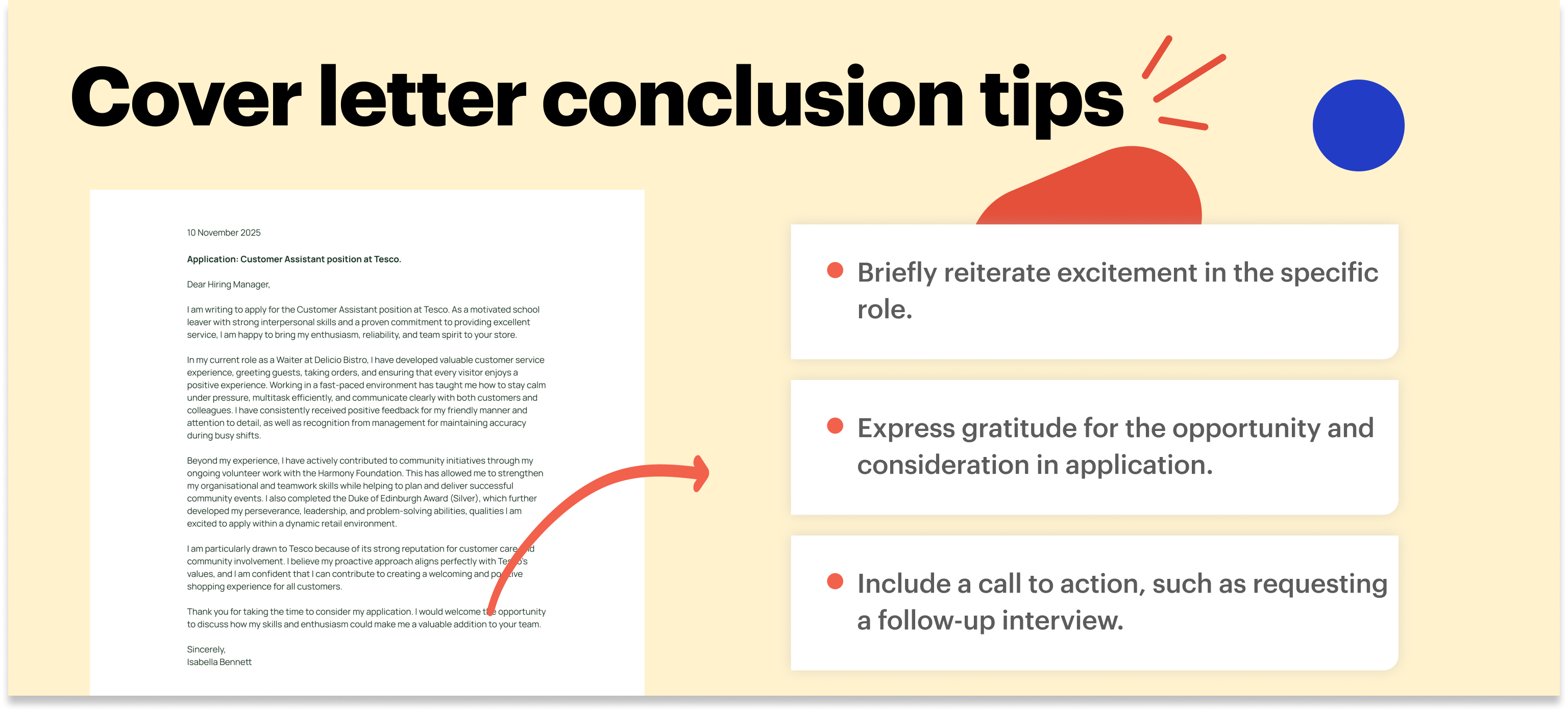 school leaver cover letter conclusion example tips