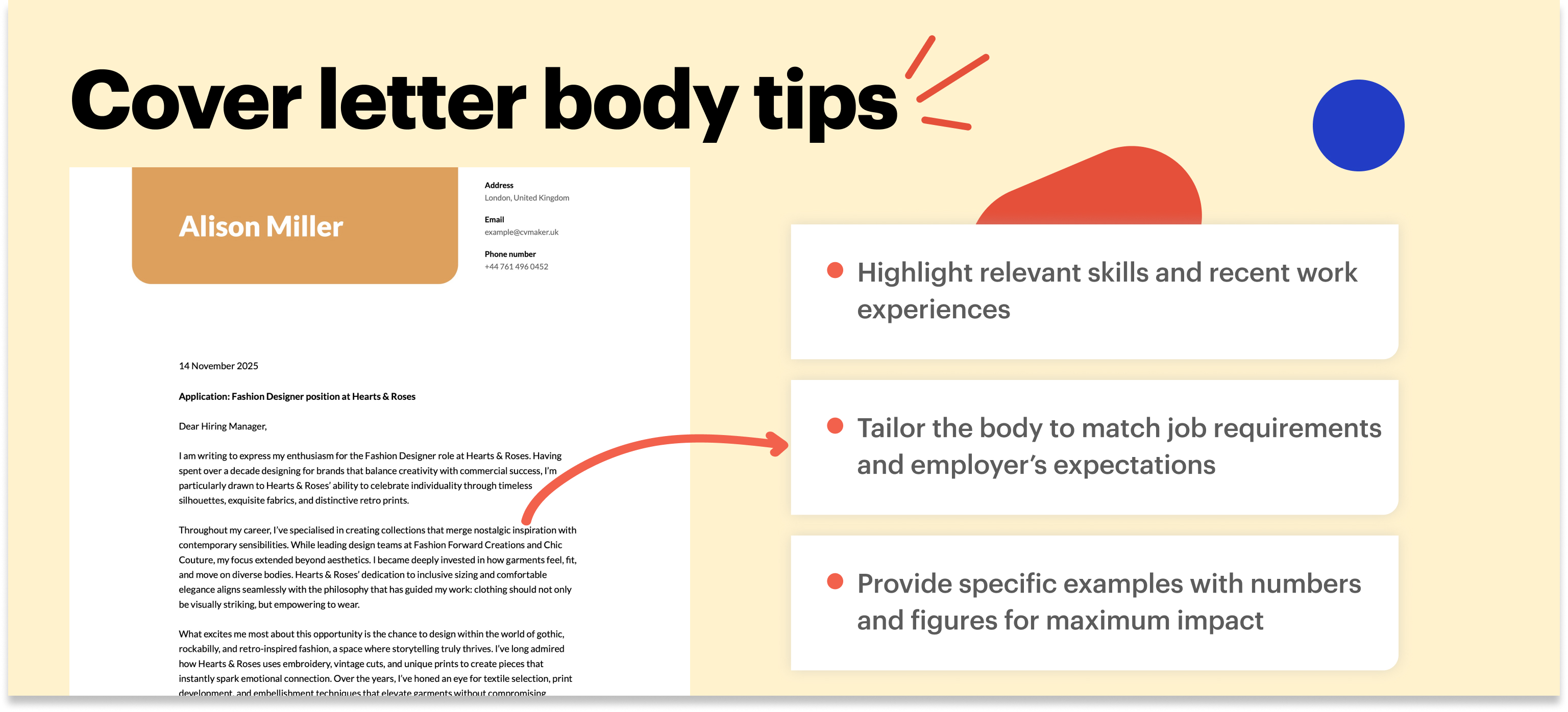 fashion designer cover letter body tips