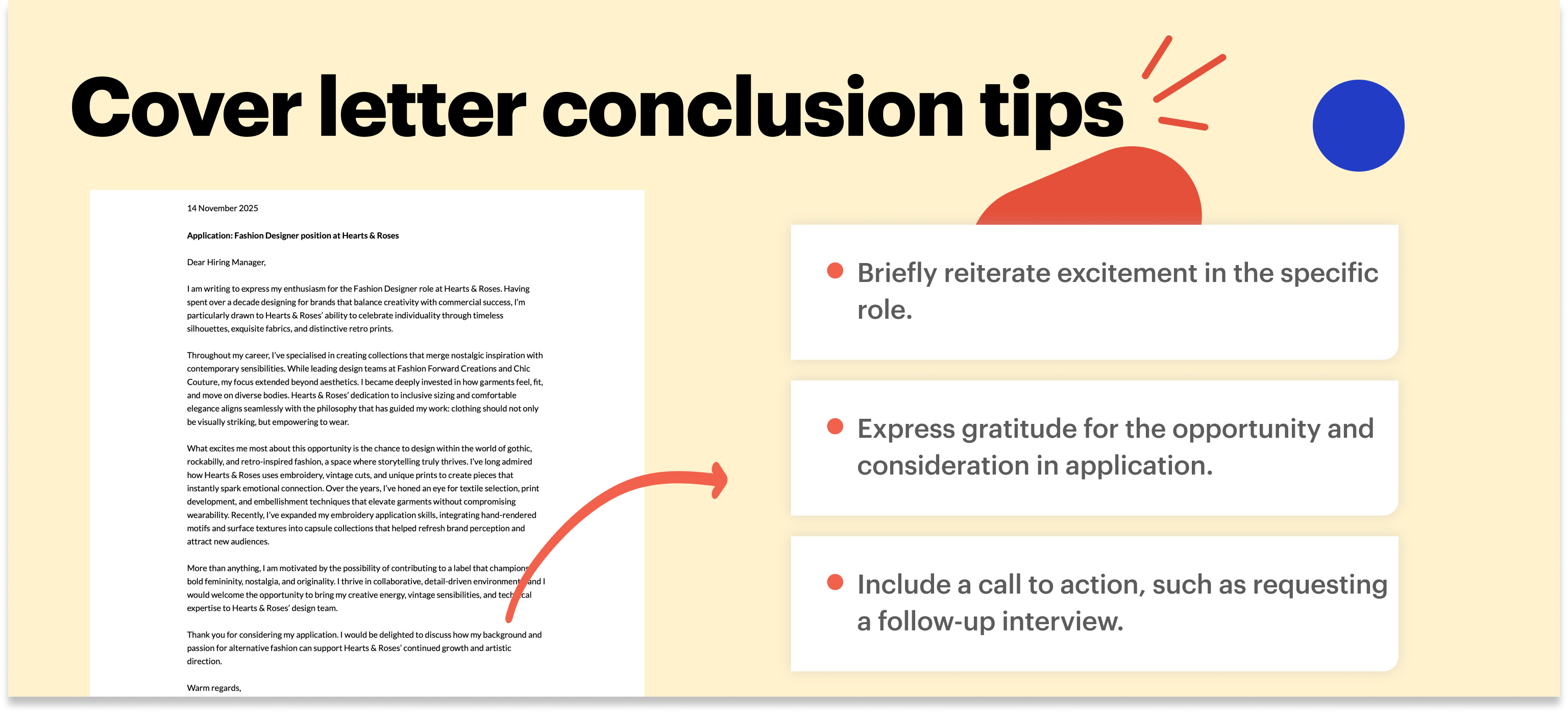 fashion designer cover letter conclusion tips