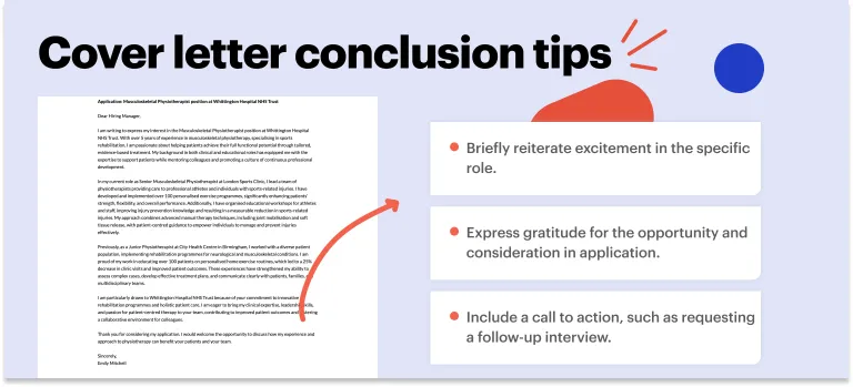 physiotherapist cover letter conclusion tips