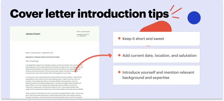 gardener cover letter introduction tips