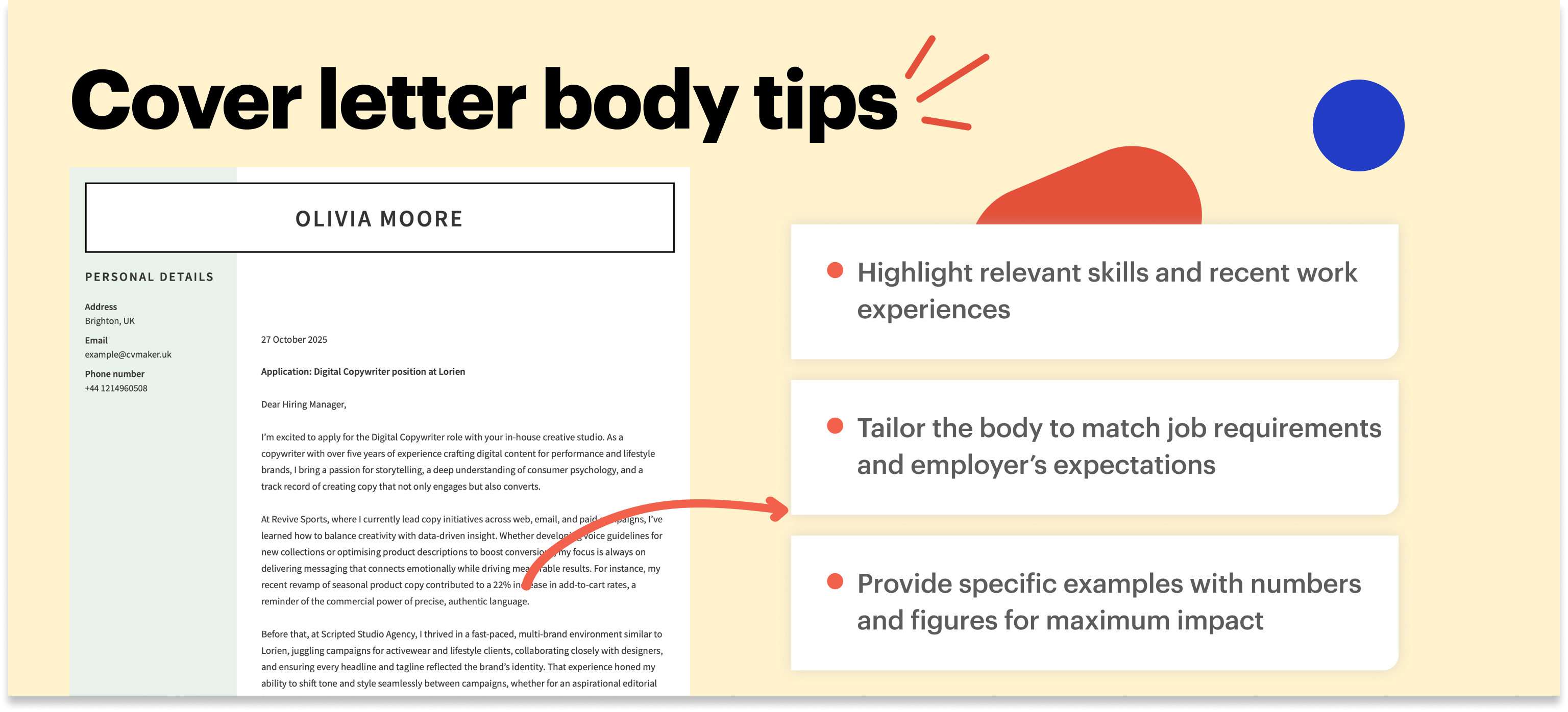 copywriter cover letter body tips